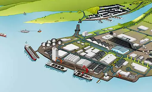 Vue aérienne d'un port maritime