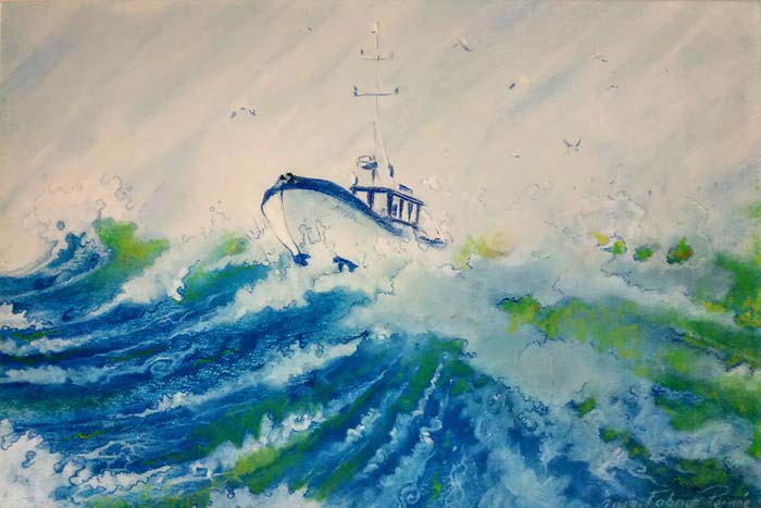 Tableau intitulé Franchir la vague